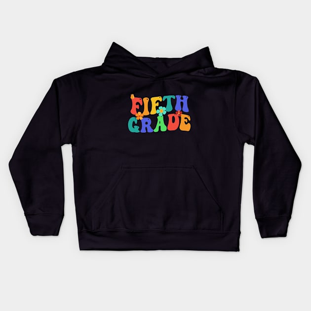 Groovy Vintage Fifth Grade Vibes Back To School Kids Hoodie by tee-Shirter